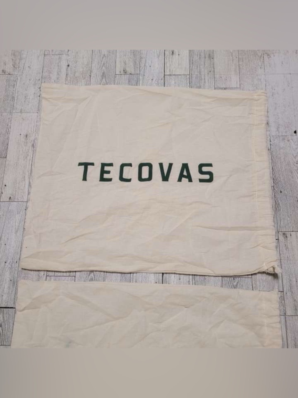 Tecovas Cream Cotton Travel Drawstring Dust Bags Set of 2 for Cowboy Boots - Picture 4 of 4